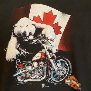 Harley-Davidson Long Sleeve T Shirt Polar Bear Quebec Canada Size Medium